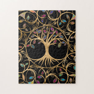 Tree of life - Yggdrasil - colourful leaves Jigsaw Puzzle