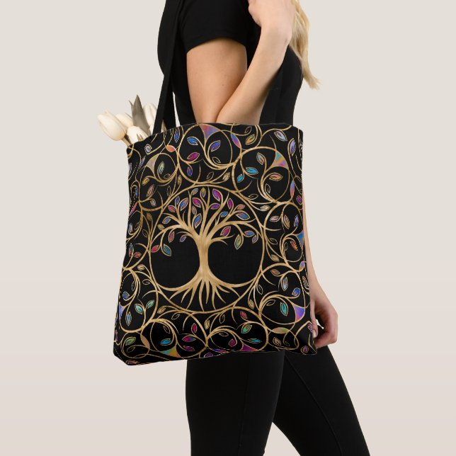 Tree of life - Yggdrasil - colourful leaves Tote Bag (Close Up)