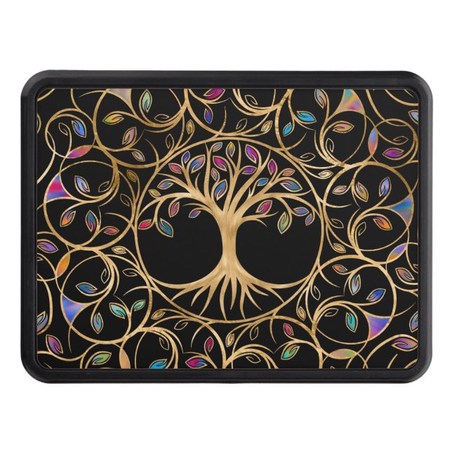 Tree of life - Yggdrasil - colourful leaves Trailer Hitch Cover (Front)