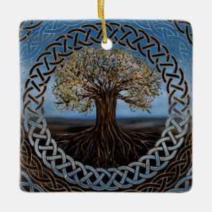 Tree of life -Yggdrasil drawing Ceramic Ornament