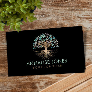 Tree of life - Yggdrasil - Gold and Painted Textur Business Card