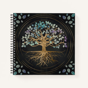 Tree of life - Yggdrasil - Gold & Painted Texture Notebook