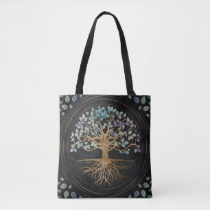 Tree of life - Yggdrasil - Gold & Painted Texture Tote Bag