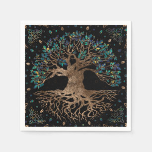 Tree of life -Yggdrasil Golden and Marble ornament Napkin