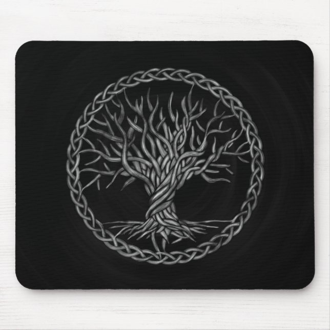Tree of life -Yggdrasil -grayscale Mouse Pad (Front)