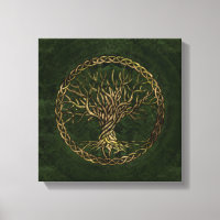 Tree of life -Yggdrasil -green and gold