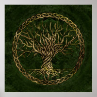 Tree of life -Yggdrasil -green and gold