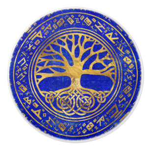 Tree of life -Yggdrasil - Lapis Lazuli Ceramic Knob