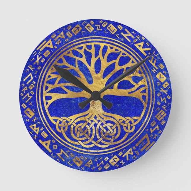 Tree of life -Yggdrasil - Lapis Lazuli Round Clock (Front)