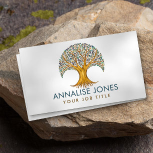  Tree of life - Yggdrasil - Marble and Gold Leaves Business Card