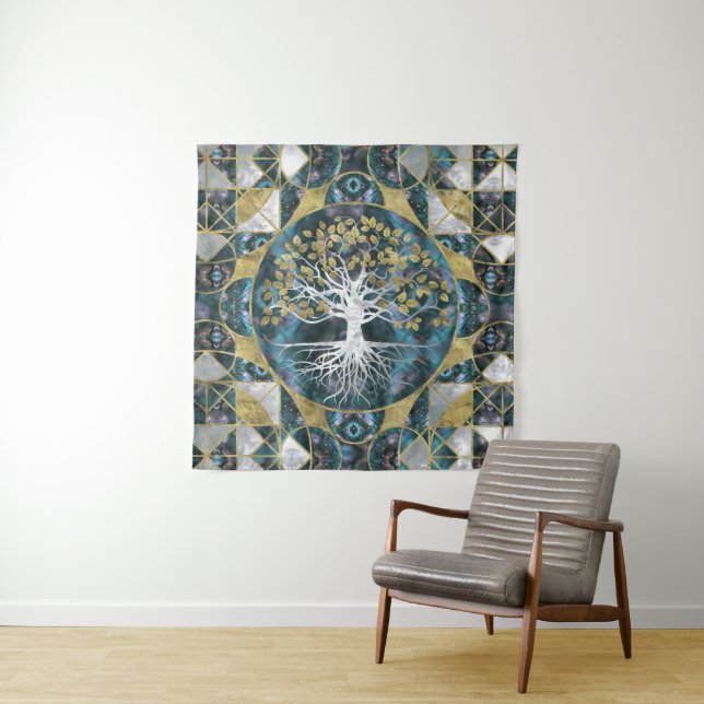 Tree of life - Yggdrasil - Marble and Gold Tapestry (In Situ)