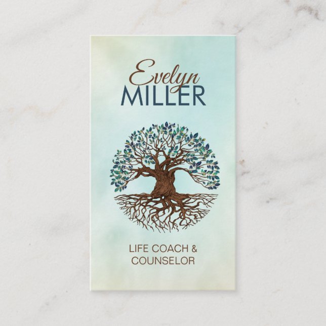 Tree of life - Yggdrasil - Marble Leaves Business Card (Front)