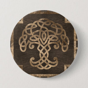 Tree of life -Yggdrasil on Celtic Pattern 3 Inch Round Button