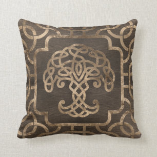 Tree of life -Yggdrasil on Celtic Pattern Throw Pillow