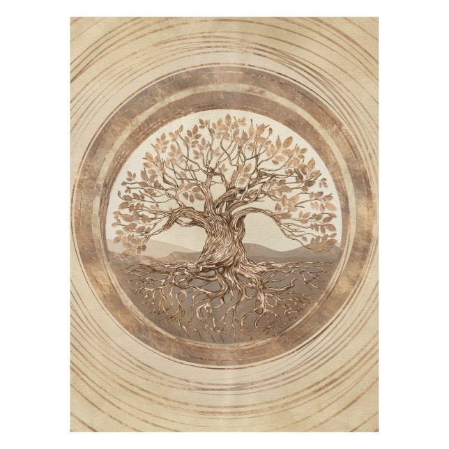Tree of life -Yggdrasil Pastel Gold Tablecloth (Front)
