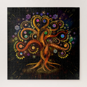 Tree of Life - Yggdrasil - Rainbow Swirl Jigsaw Puzzle