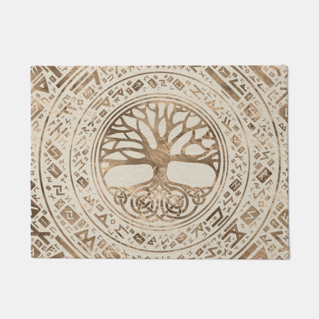 Tree of life -Yggdrasil Runic Pattern Doormat (Front)