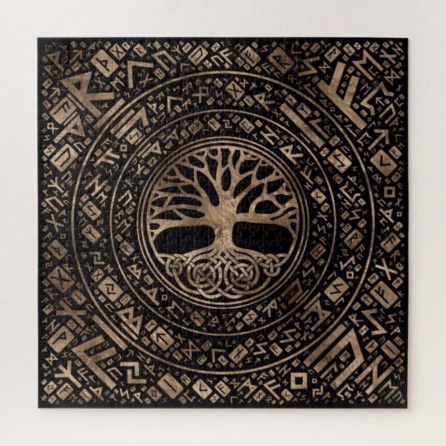 Tree of life -Yggdrasil Runic Pattern Jigsaw Puzzle (Vertical)