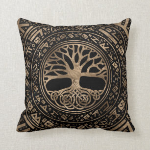 Tree of life -Yggdrasil Runic Pattern Throw Pillow