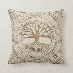 Tree of life -Yggdrasil Runic Pattern Throw Pillow