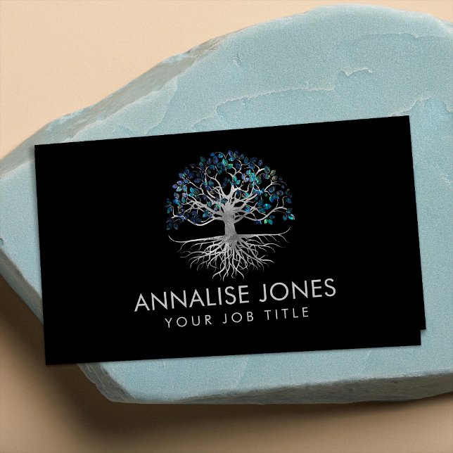 Tree of life - Yggdrasil - Silver and Abalone Business Card (Creator Uploaded)