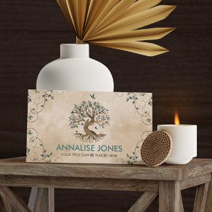 Tree of life - Yggdrasil - Turquoise Leaves Business Card