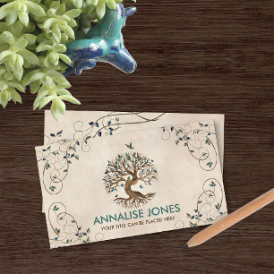 Tree of life - Yggdrasil - Turquoise Leaves Business Card
