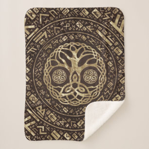 Tree of life -Yggdrasil with Trinity Knot Sherpa Blanket