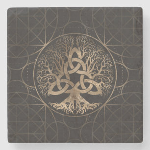 Tree of life -Yggdrasil with Triquetra Stone Coaster