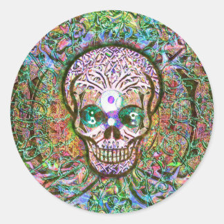 Tree of Life, Yin Yang Eyes, Skull Classic Round Sticker