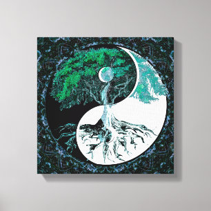 Tree of Life Yin Yang Moonlight Night Canvas Print