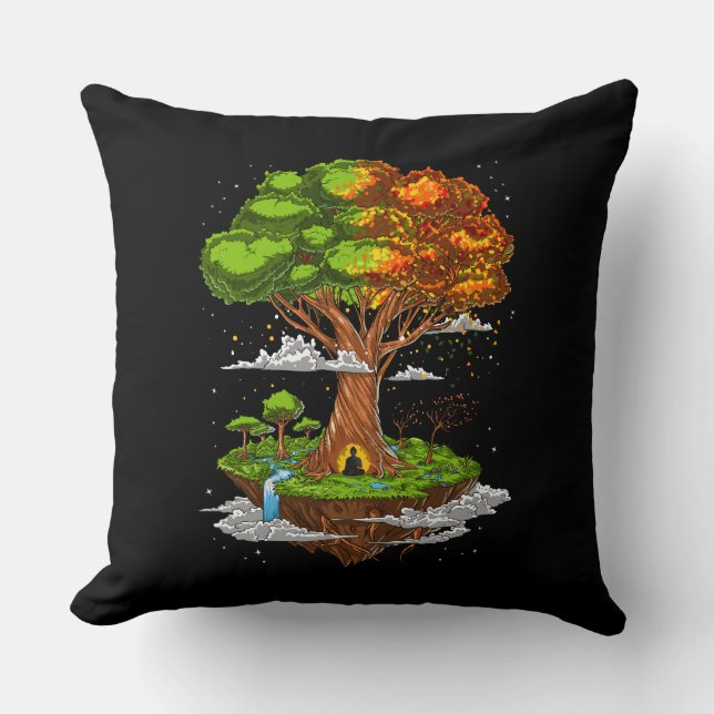 Tree Of Life Zen Meditation Throw Pillow (Front)