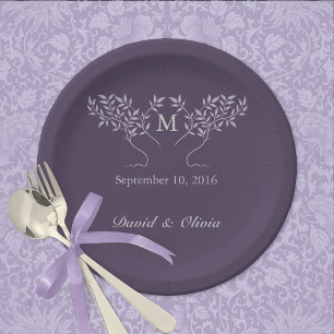 Tree of Live Eggplant Wedding Paper Plate