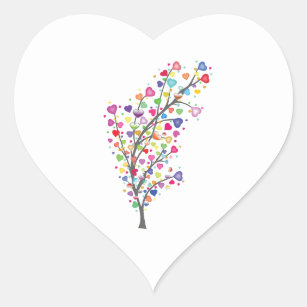 Tree of Love and Harmony Heart Sticker