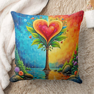 Tree of Love and Life Design Throw Pillow