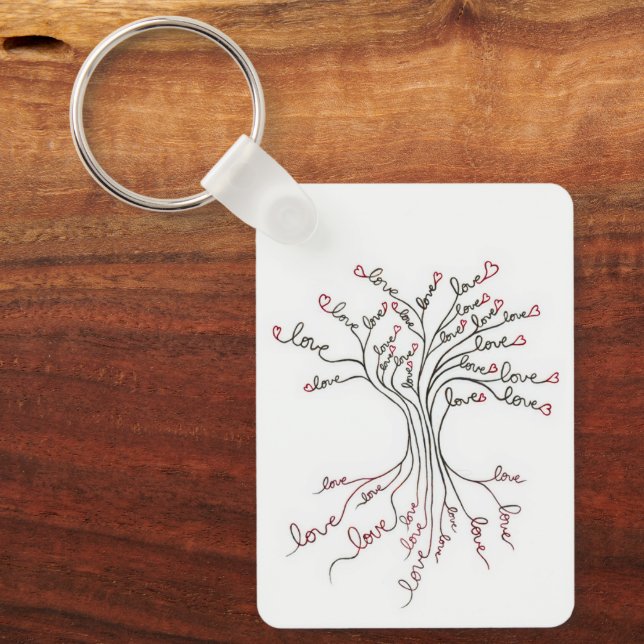 Tree of Love Cute Meaningful Personalized Photo Keychain (Front)