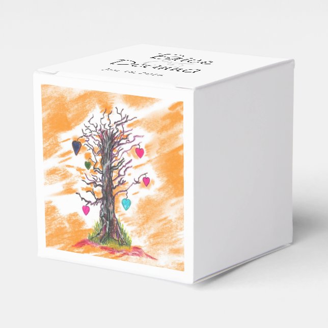 Tree of Love Orange Favour Favor Box (Front Side)