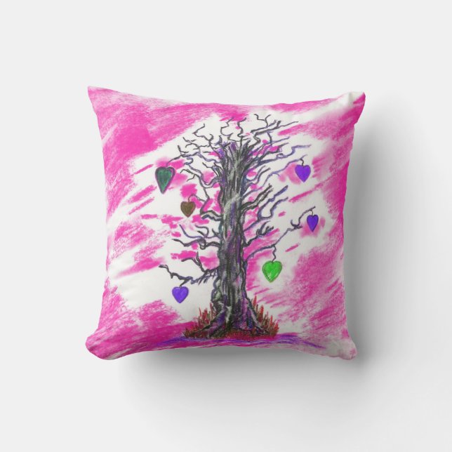 Tree of Love Pink Pillow (Front)