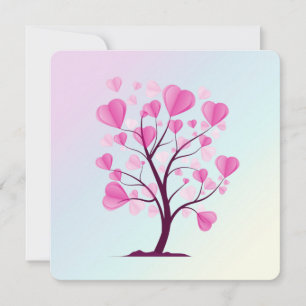 Tree of Love Tree of Hearts Pink Pastel Watercolor