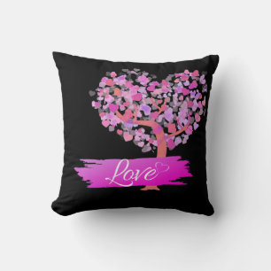 Tree Of Pink Hearts With Love Throw Pillow