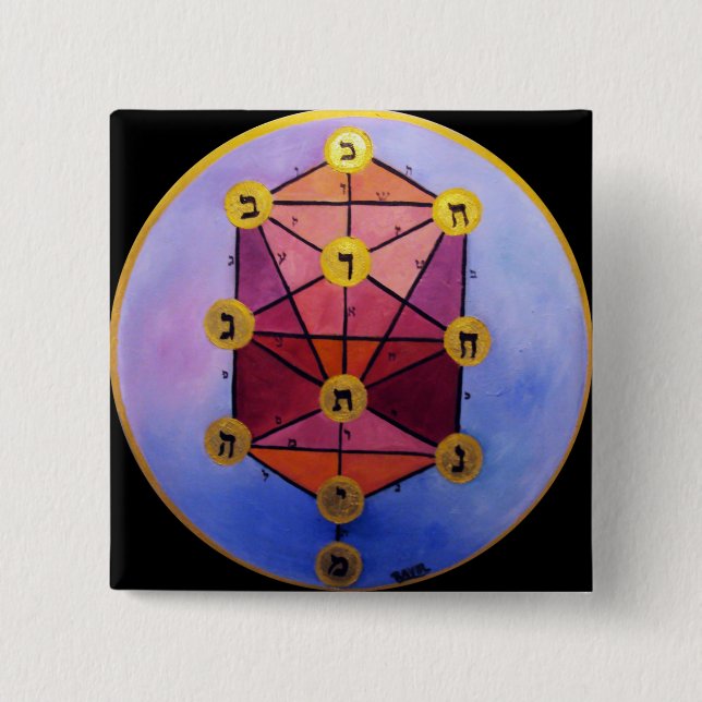 Tree of Sefirot 2 Inch Square Button (Front)