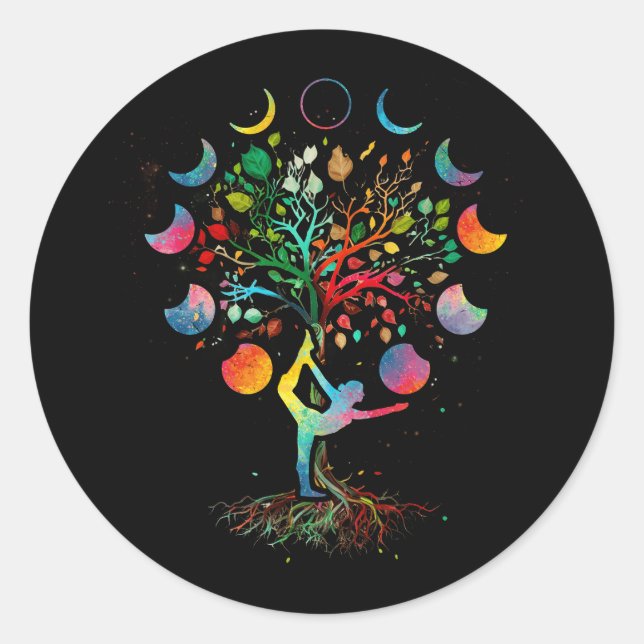 Tree Of The Life Meditation Lunar Eclipse Mandala  Classic Round Sticker (Front)