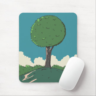 Tree on a hill mouse pad