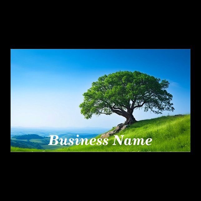 Tree on Hill Against Clear Blue Sky Business Card (Creator Uploaded)