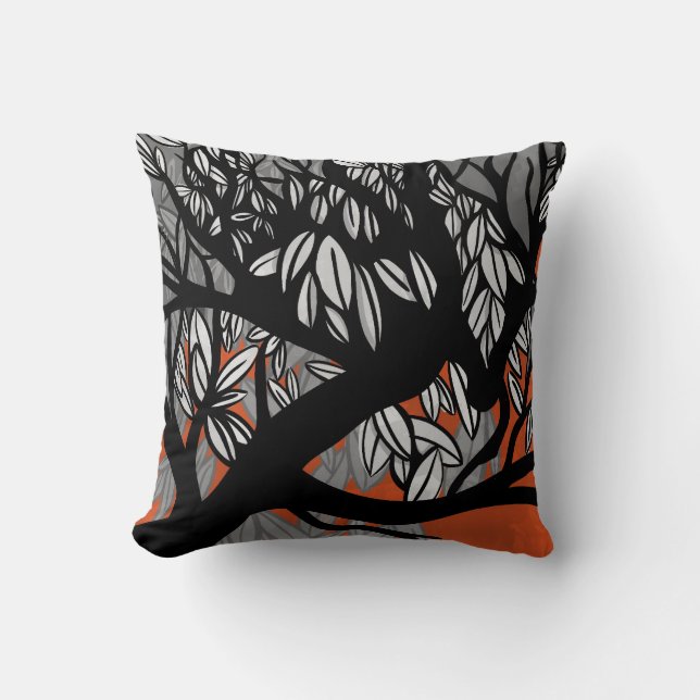 Tree (orange) throw pillow (Front)