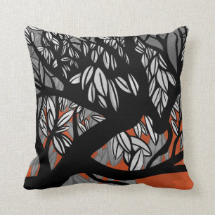Tree (orange) throw pillow