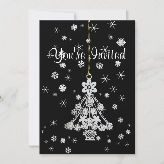Tree Ornament & Snowflakes Invitation (Front)