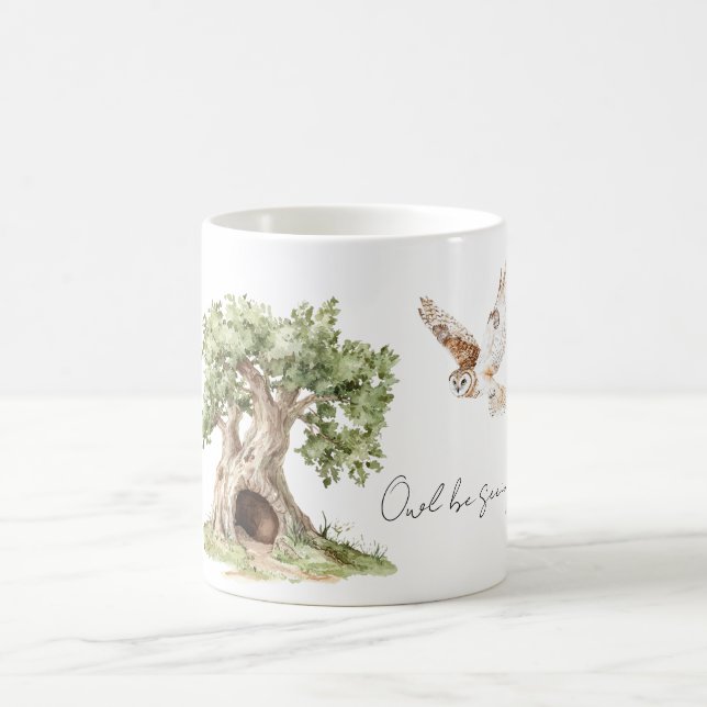 Tree Owl Be Seeing You Bird Coffee Mug (Center)