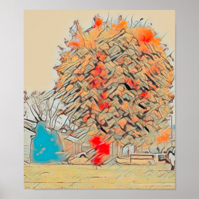 Tree Painted in Sandy Mosaic Poster (Front)