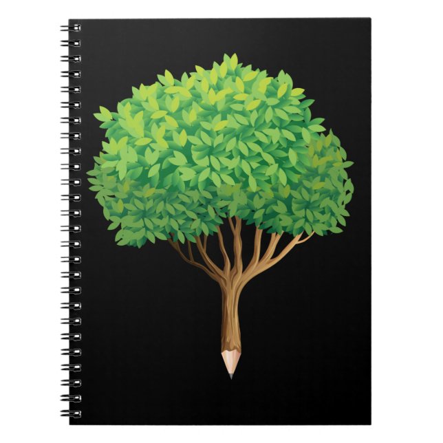 Tree Pencil Inspirational Nature Lover Artist Notebook (Front)